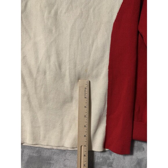 Polo Jeans Co Ralph Lauren Sweater Womens Medium Red White Mock Neck 1/4 Zip - Picture 10 of 10